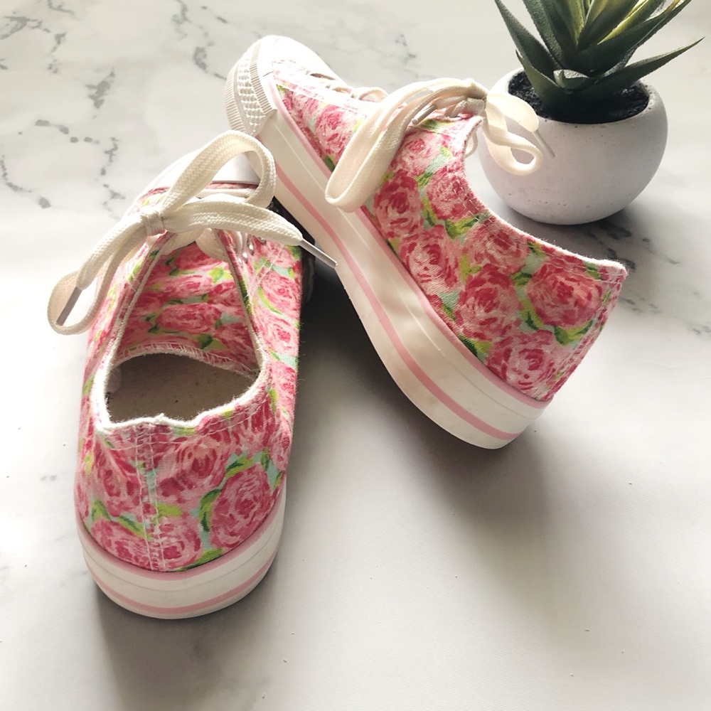 Boutique Pink Floral Sneakers Size 8 - Picture 6 of 6